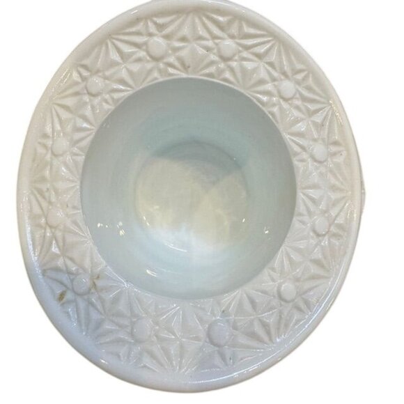 Vintage Milk Glass Top Hat Planter Set - Pressed Starburst Pattern - Decorative - Picture 6 of 11